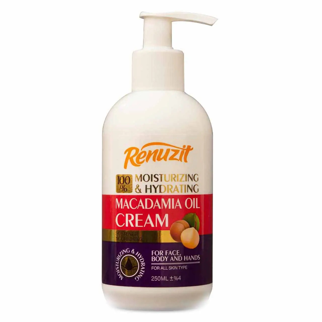 کرم آبرسان و مرطوب کننده حاوی روغن ماکادامیا  رینوزیت پمپی 250 میل