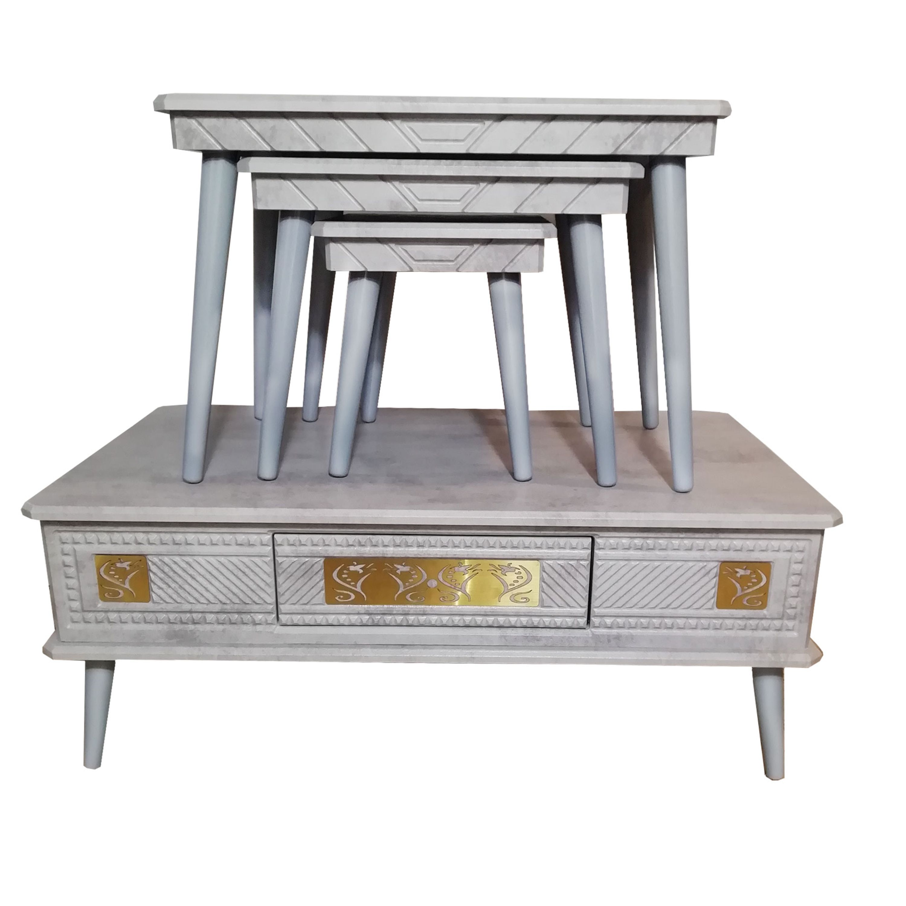 میز جلو مبلی و میز عسلی مدل نلسون رنگ طوسی کد05