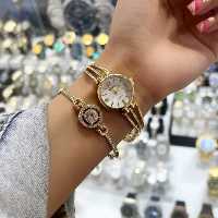 ست ساعت و دستبند زنانه طلایی مجلسی