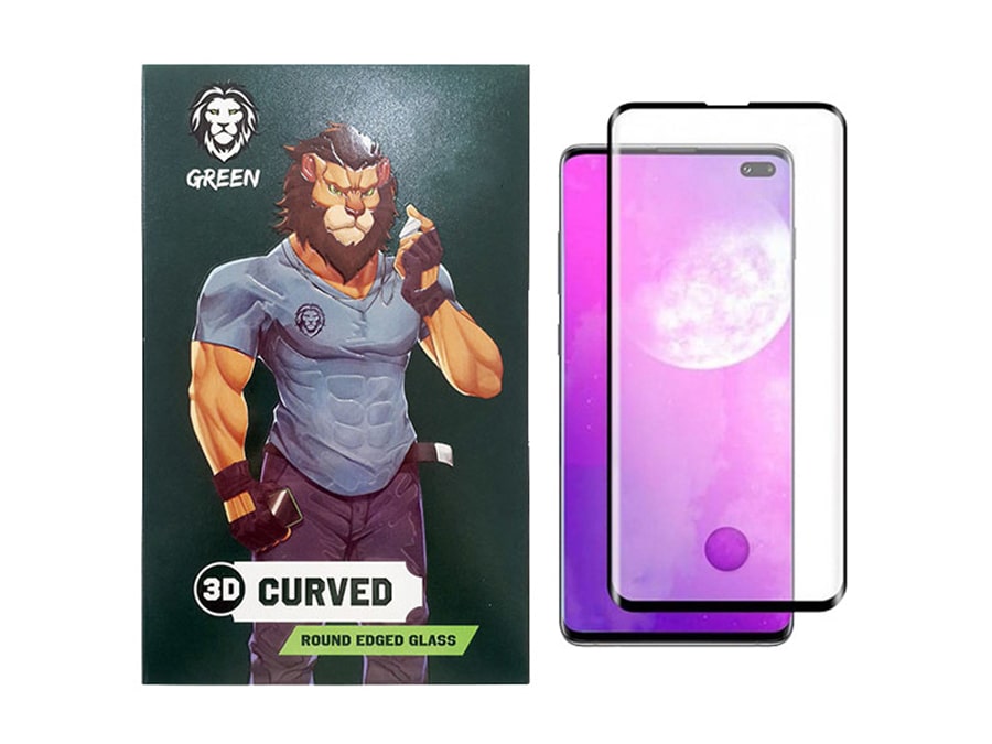 محافظ صفحه نمایش شیشه ای سامسونگ اس 10 پلاس گرین Green Samsung S10 Plus 3D Curved Round Edge Glass