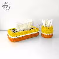 ست 2عددی جای دستمال کاغذی و جای کارد و چنگال تریکویی