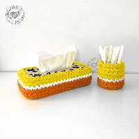 ست 2عددی جای دستمال کاغذی و جای کارد و چنگال تریکویی