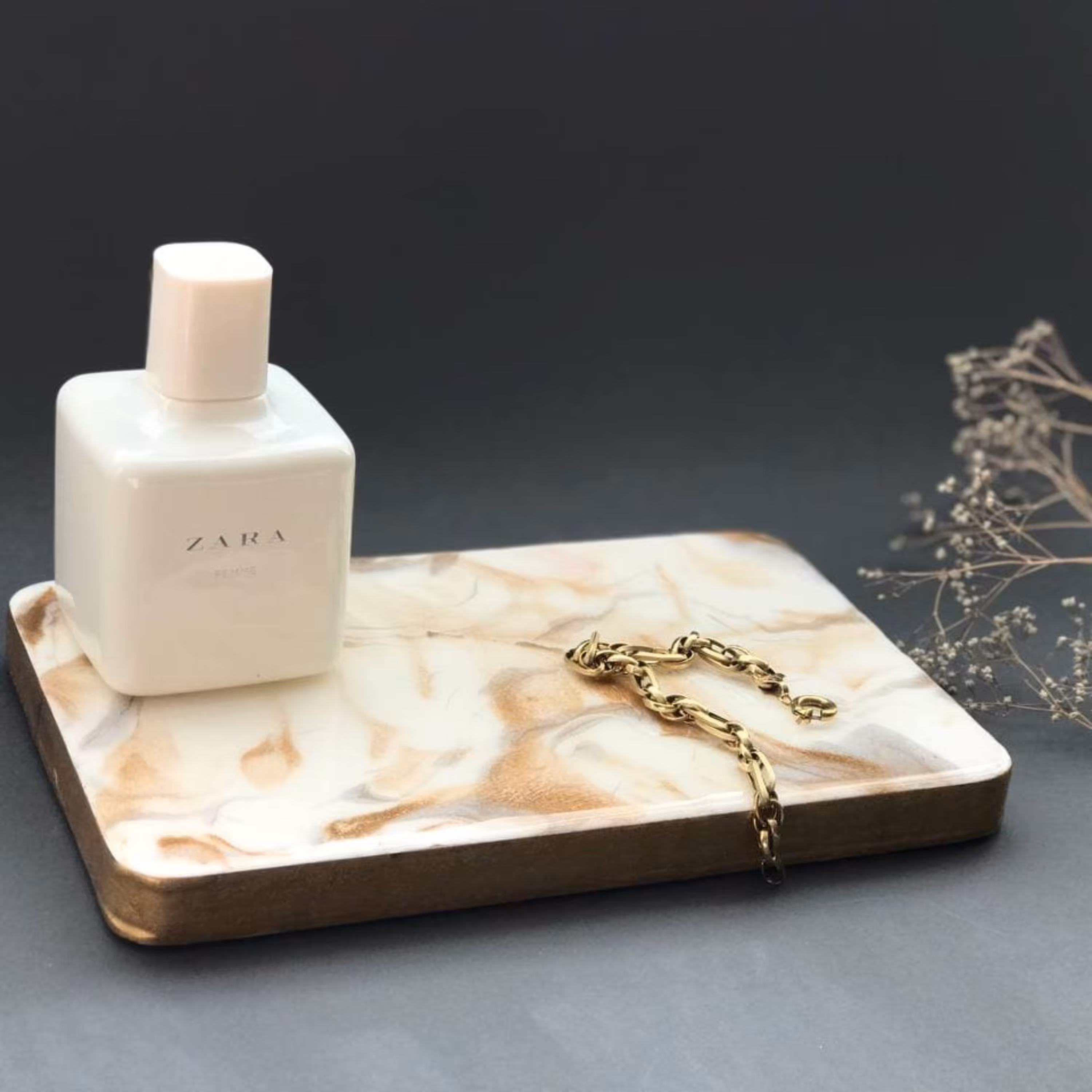 استند آرایشی وپذیرایی رزینی طرح ماربل23در13