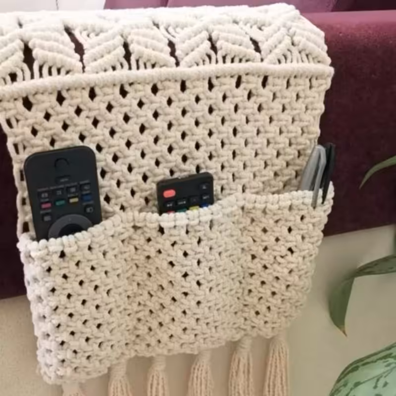 شال مبل مکرومه  یا جاکنترلی مبلی جیب دار     شیک و زیبا