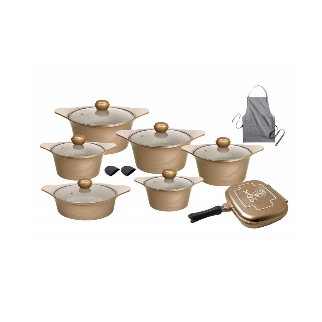 سرویس چدن 15+2 پارچه MGS طلایی  