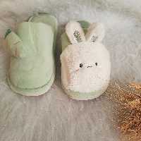 دمپایی خزدار  جلوبسته کودکانه طرح  خرگوش تا به تا رنگ سبز سایز 34-35 (21سانت و نیم)