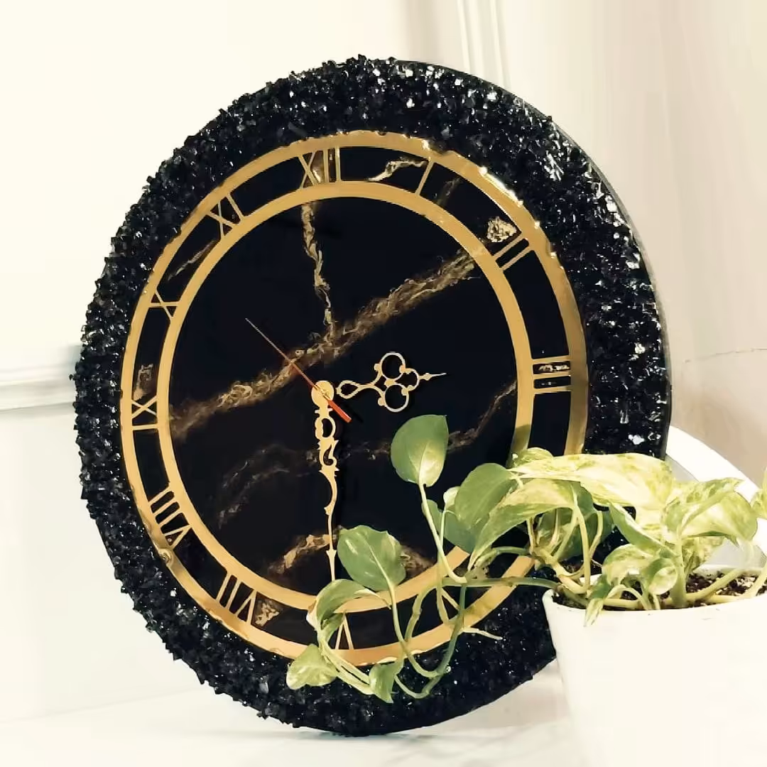 ساعت دیواری رزینی طرح ماربل 