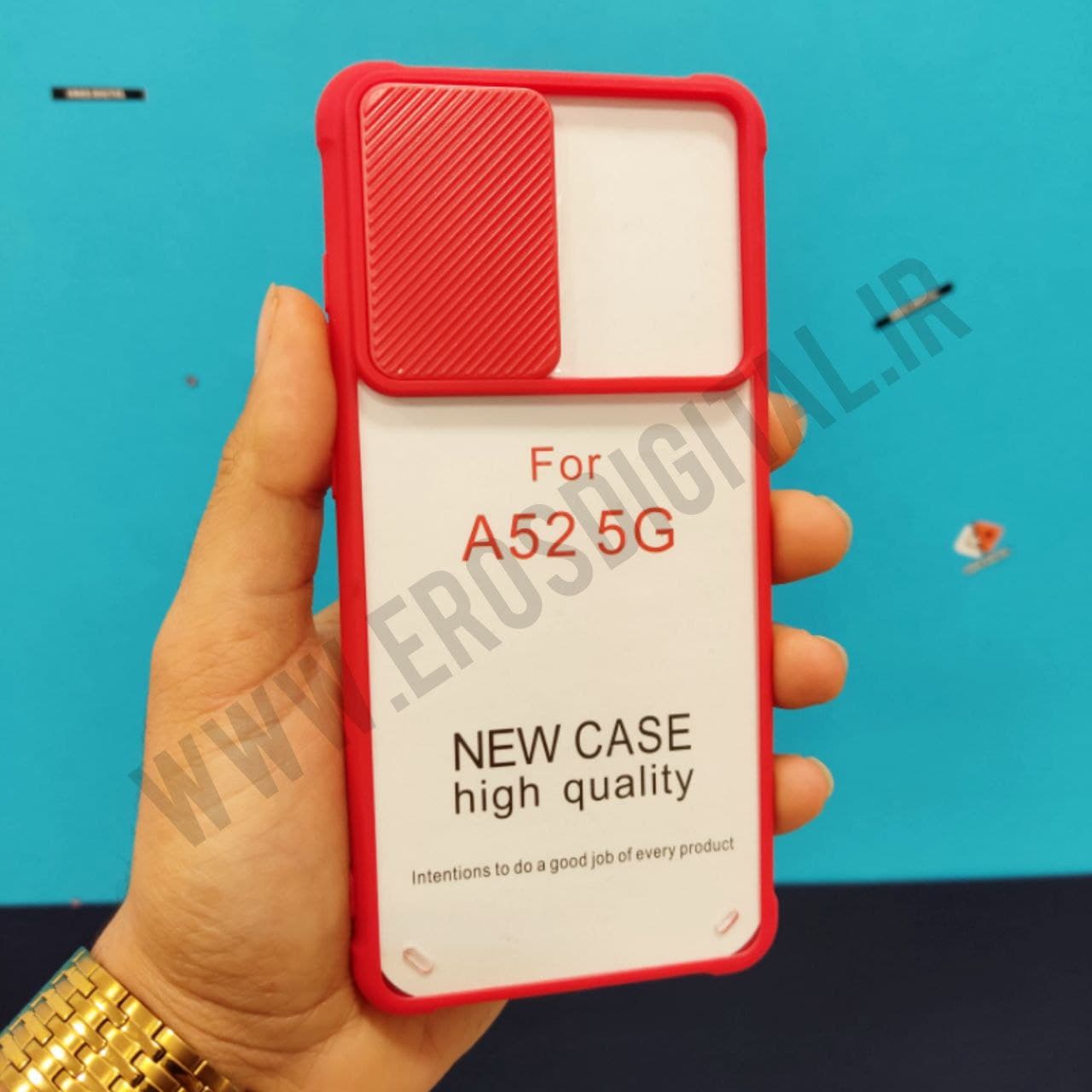 قاب گوشی سامسونگ A52 مدل محافظ لنز دار کشویی شفاف - سرمه ای