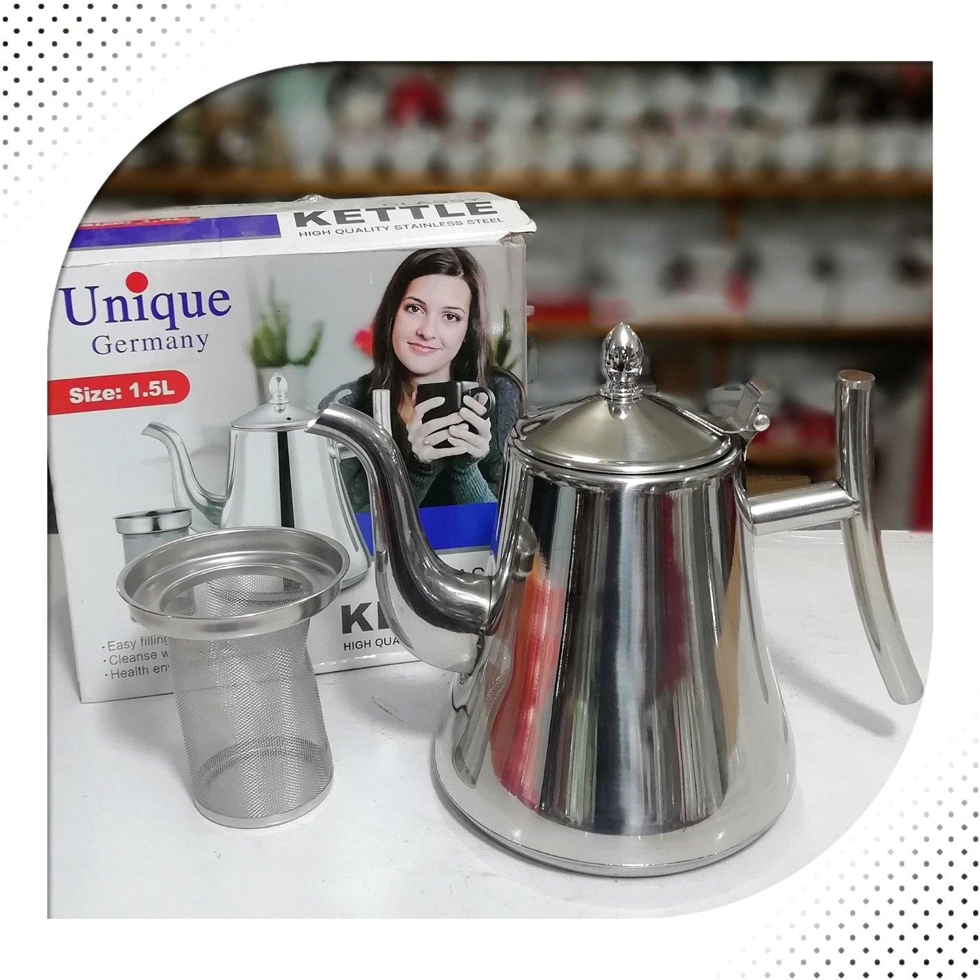 قوری استیل صافی دار 1.5 لیتر یونیک