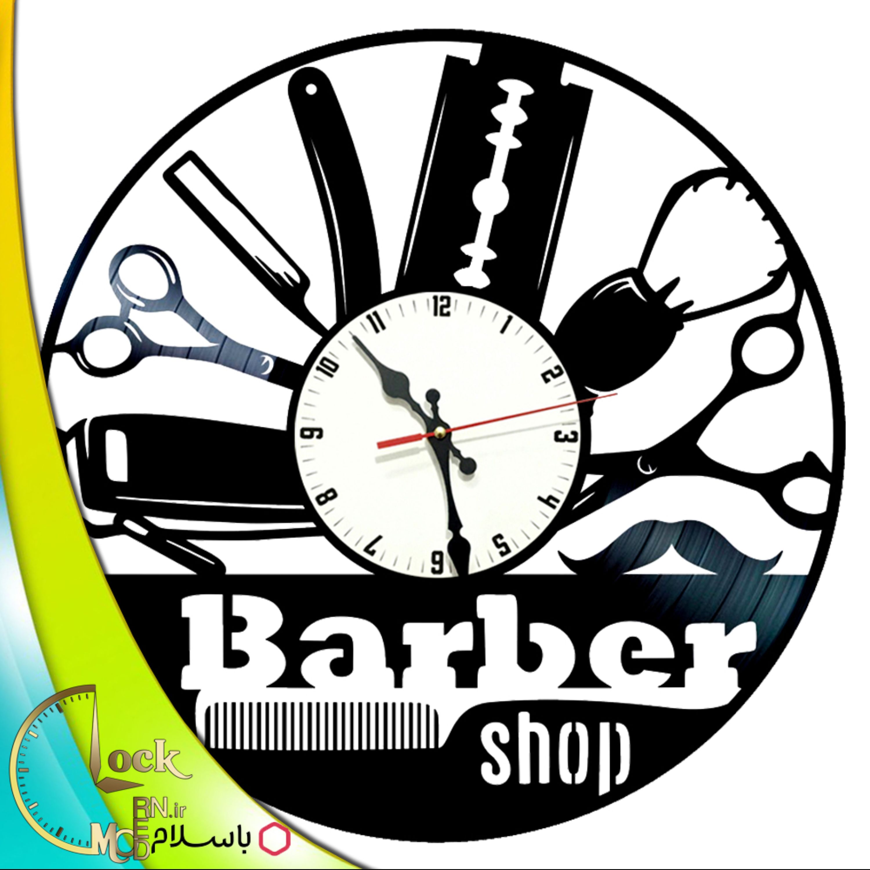 ساعت دیواری طرح آرایشگاه مردانه کد 206