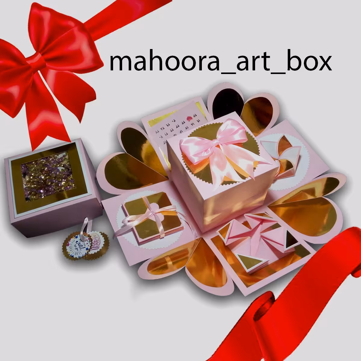 جعبه هدیه سورپرایز صورتی طلایی( مدل پرطرفدار )