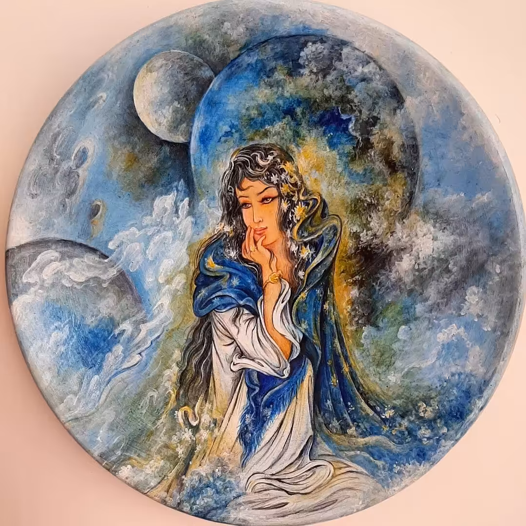 بشقاب دیوارکوب سفالی طرح مینیاتوری کهکشان (پس کرایه)