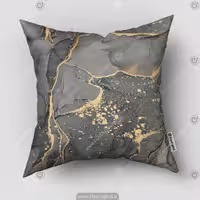 کوسن طرح سنگ زمینه مشکی با رگه طلایی PK-5461