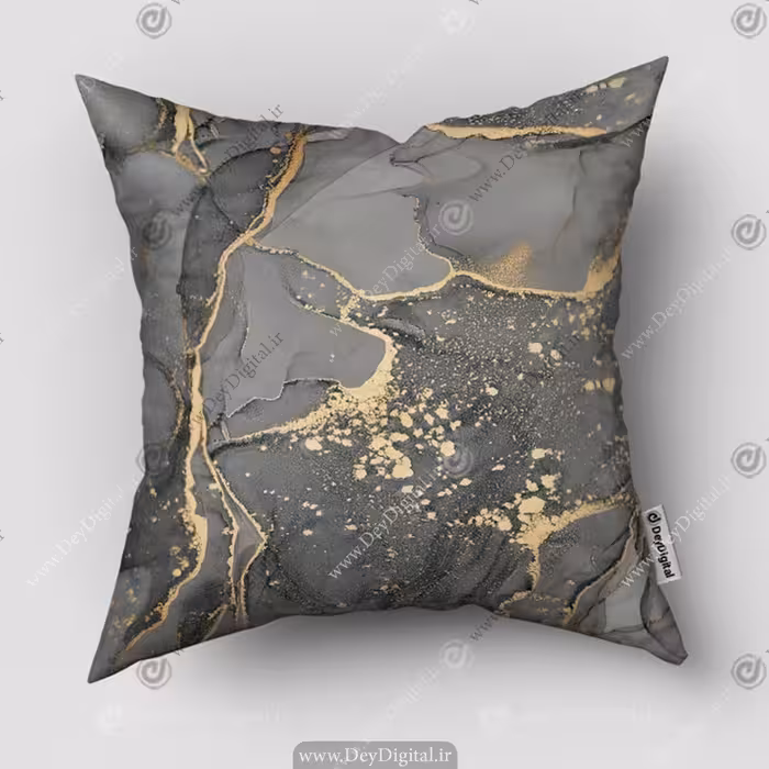 کوسن طرح سنگ زمینه مشکی با رگه طلایی PK-5461