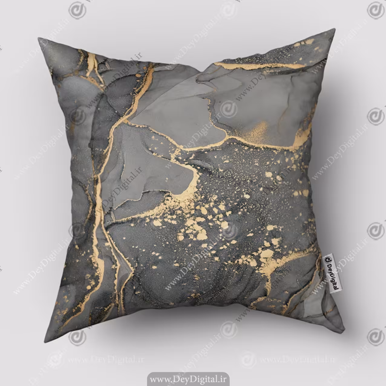 کوسن طرح سنگ زمینه مشکی با رگه طلایی PK-5461