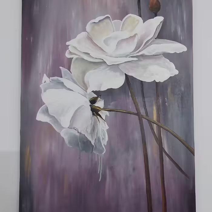 تابلوی نقاشی رز سفید