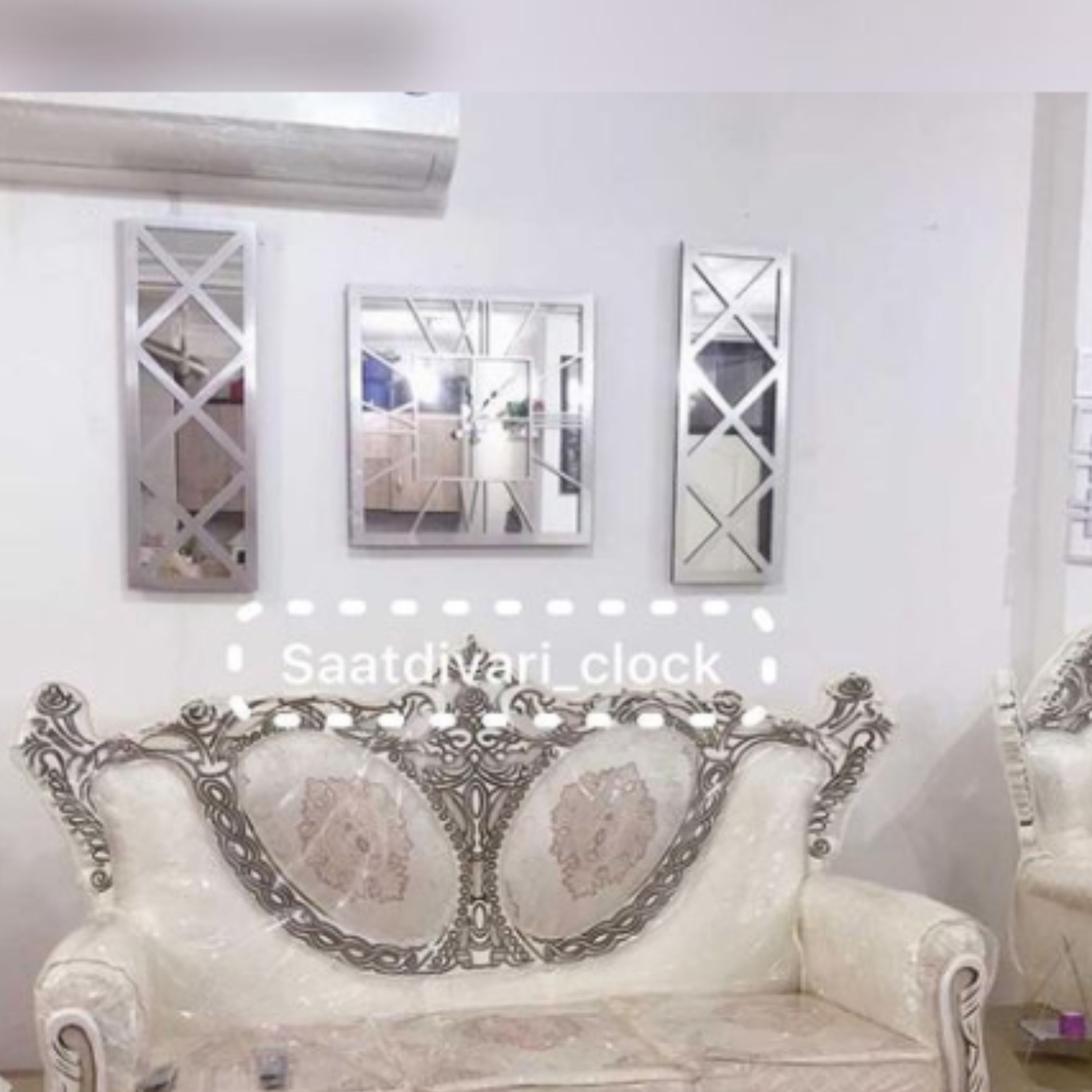 ساعت دیواری سه تیکه آینه ای