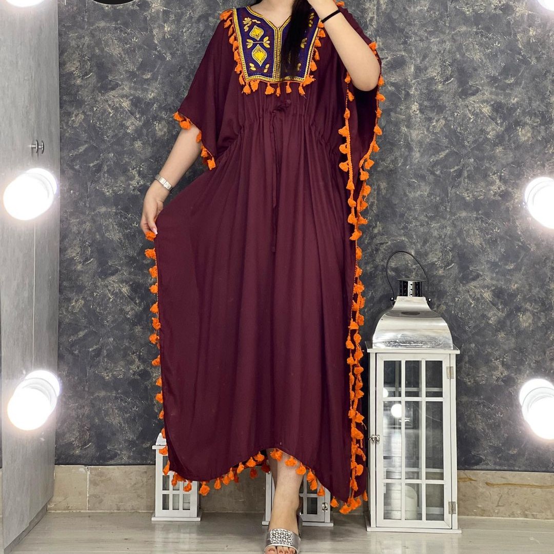 پیراهن گلدوزی شده نخی هندی