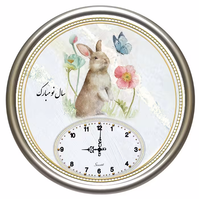 ساعت دیواری سیانتیک  رینگ استیل طرح خرگوش 