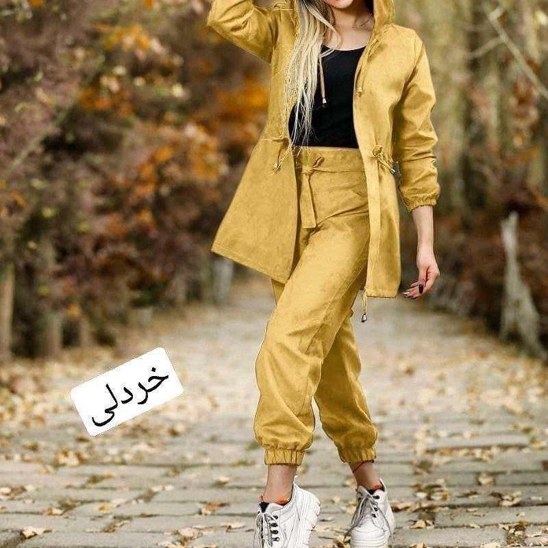 ست مانتو شلوار پاییزه کلاه دار میکرو ثبت رنگبندی در گفتگو