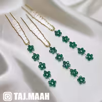 سنجاق شینیون گل ریز سبز (3عددی) ماه فام و تاج ماه