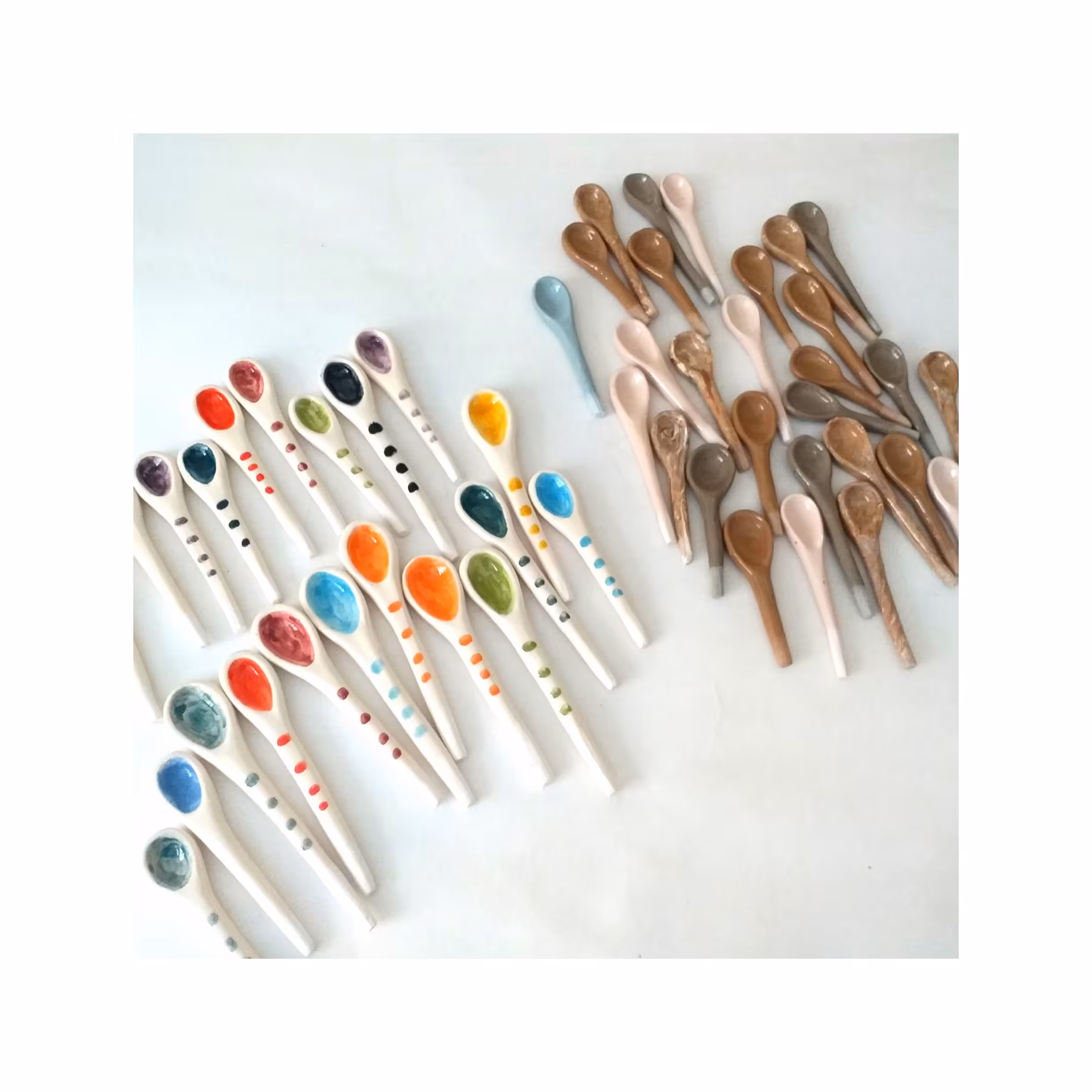 قاشق چایخوری و ادویه، سرامیکی دست ساز، رنگ رنگی، قابل سفارش در رنگ موردعلاقه شما، پخت شده در دمای 1060درجه