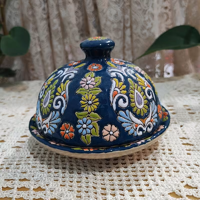 کره خوری سفالی میناکاری شده 