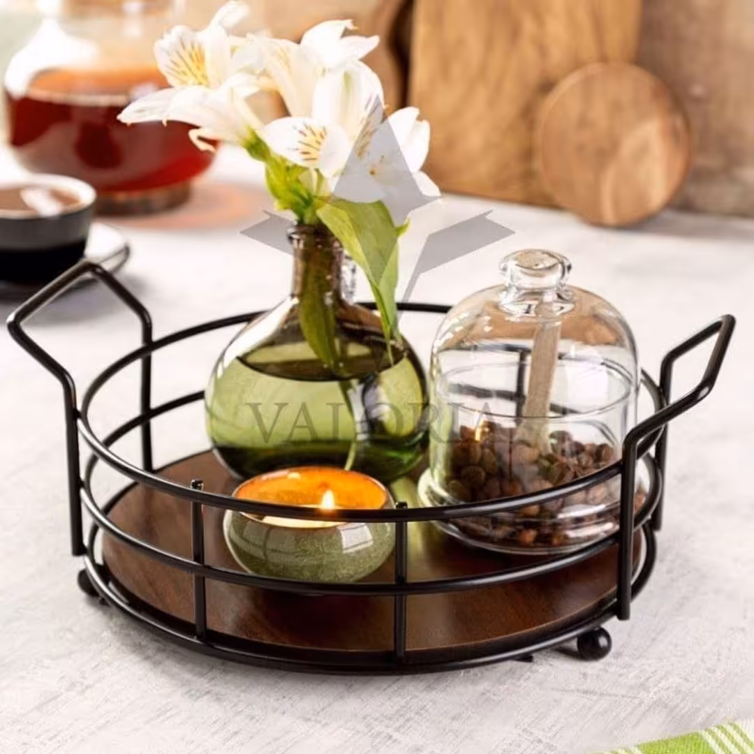 سبد دایره ایی ویکتوریا سایز کوچک جنس بدنه استیل کف چوبی 