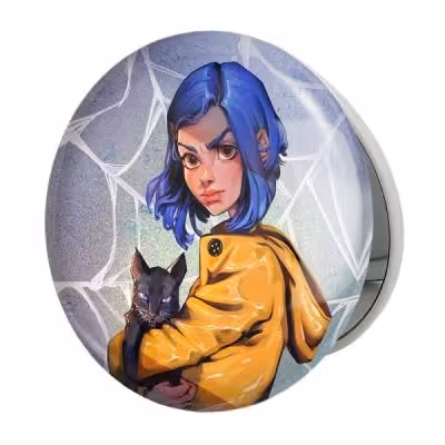 آینه جیبی خندالو طرح کورالاین Coraline مدل تاشو کد 20796