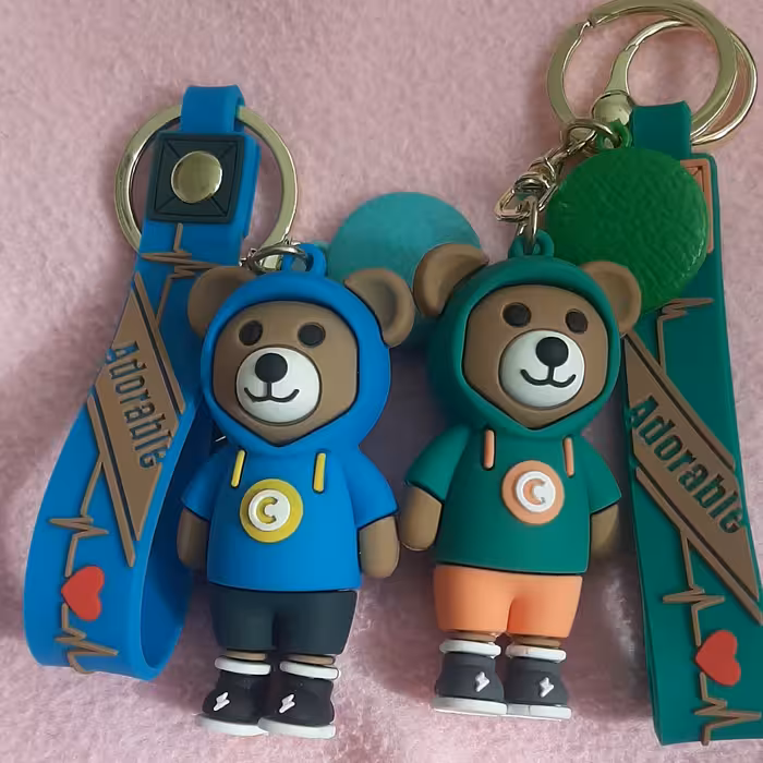 جاکلیدی سیلیکونی طرح خرس هودی پوش 