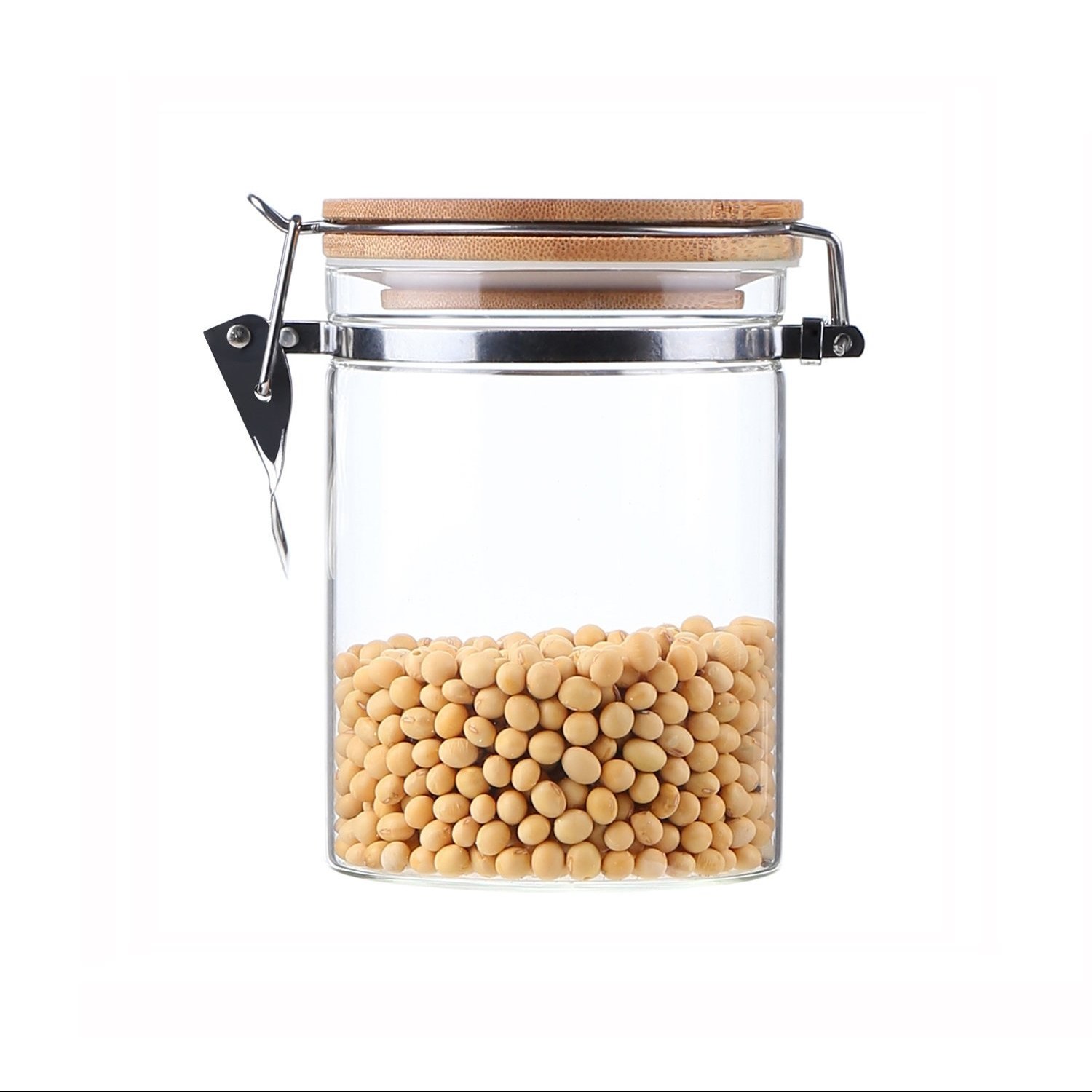 بانکه (جا حبوباتی) 1 عددی بامبو شیشه ای پیرکس مدل  H13D10 کد Gw90301056