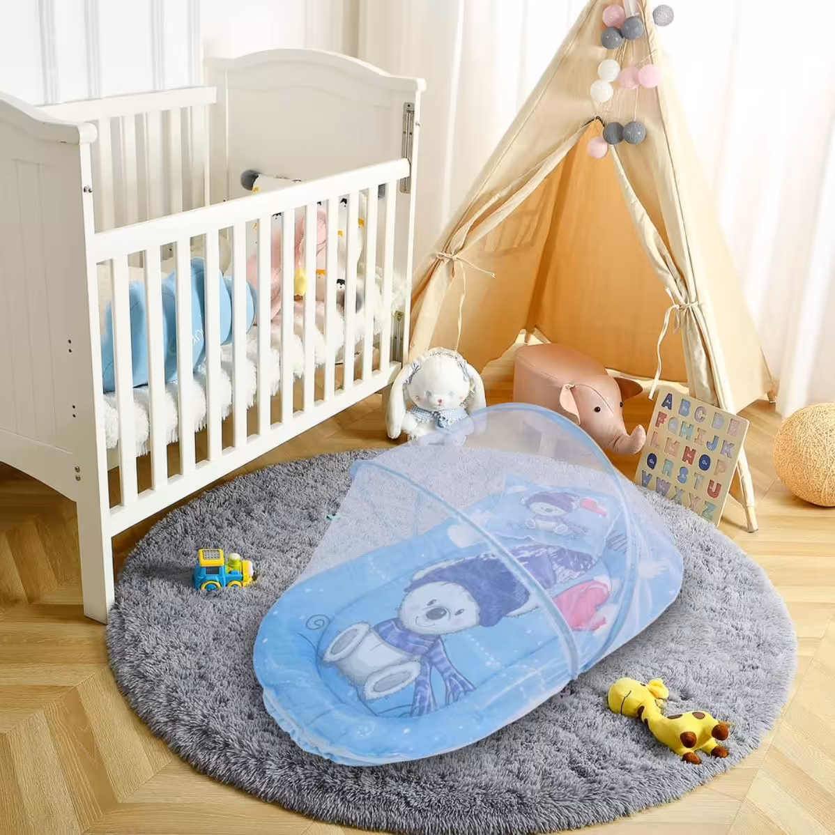 پشه بند نوزادی مخمل  طرح دار