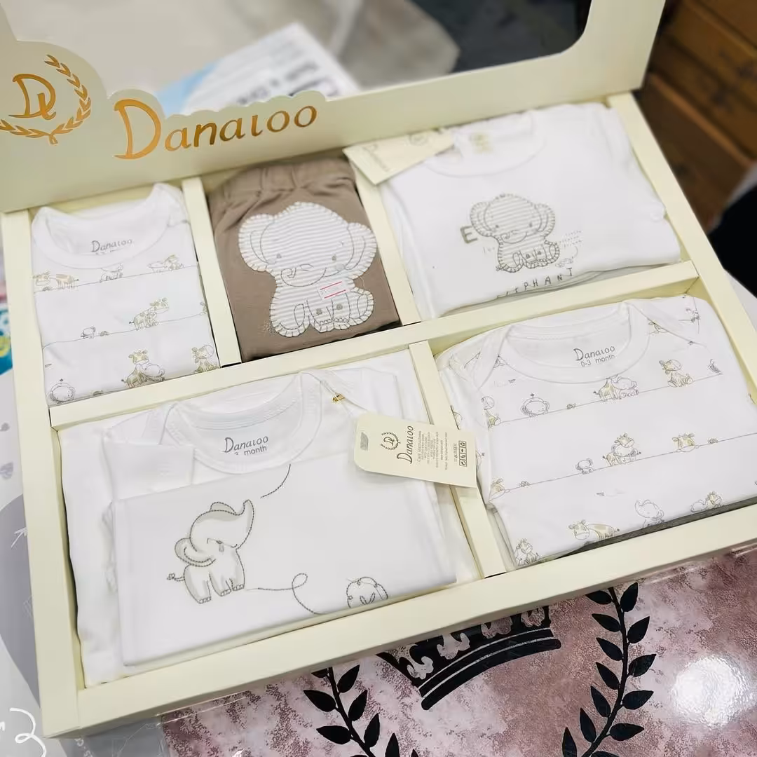 سرویس جعبه ای 19تکه طرح فیل با جنس بسیار اعلاء تضمین پارچه و دوخت