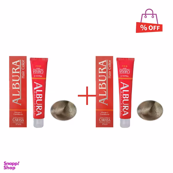 رنگ مو مدل آلبورا (Albura) مدل هایلایت زیتونی حجم 100 میلی لیتر مجموعه 2 عددی