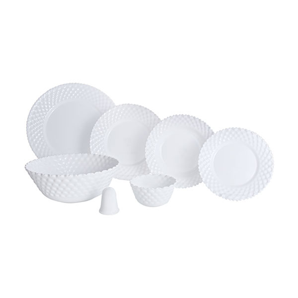 سرویس غذاخوری 28 پارچه اوپال مدل برجسته سفید