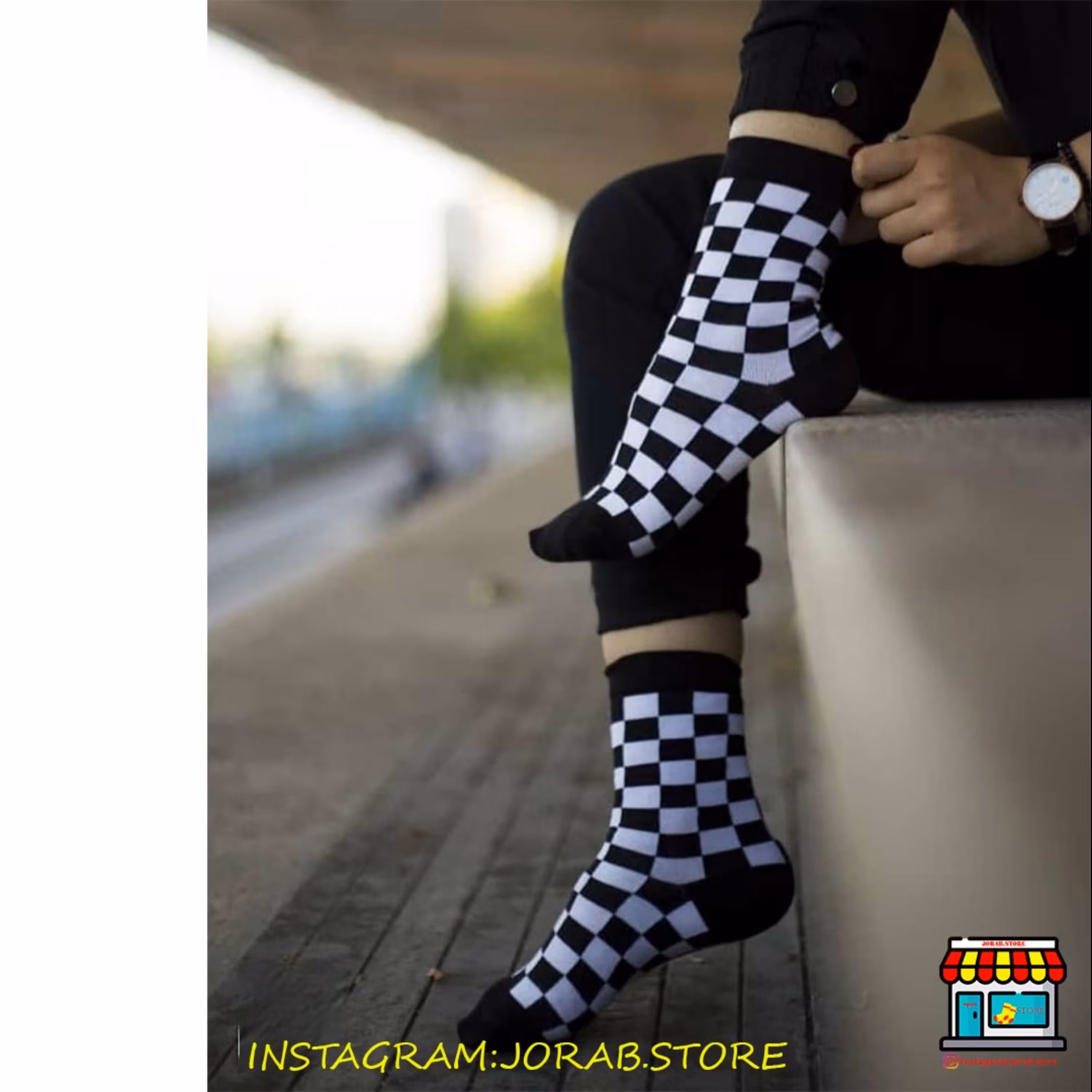 جوراب ساق کوتاه شطرنجی