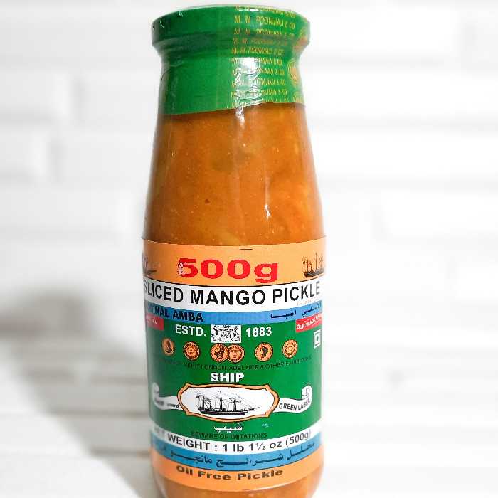 ترشی انبه  سرکه ای بدون روغن کشتی 500 گرمی