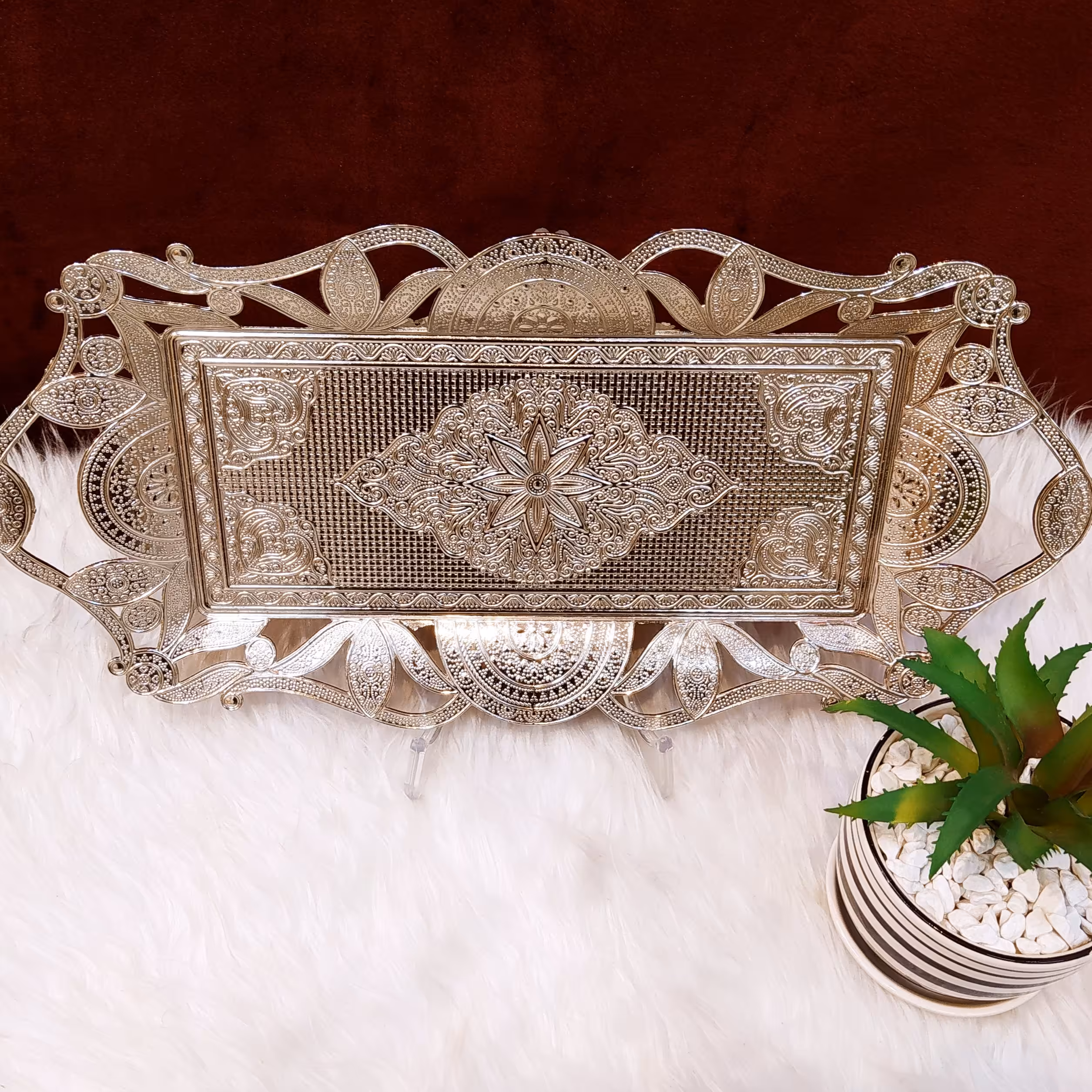 سینی 2نفره نقره ای
