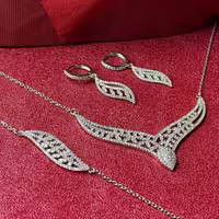 سرویس زنجیری پایه جواهر نقره آکسو مدل ET کد 001