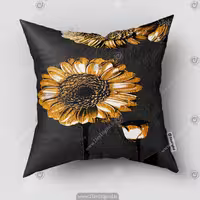 کوسن مخمل طرح فانتزی گل آفتابگردان PK-5385