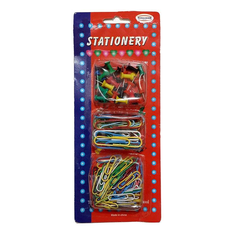 ست گیره رنگی کاغذ و پونز نقشه - stationery