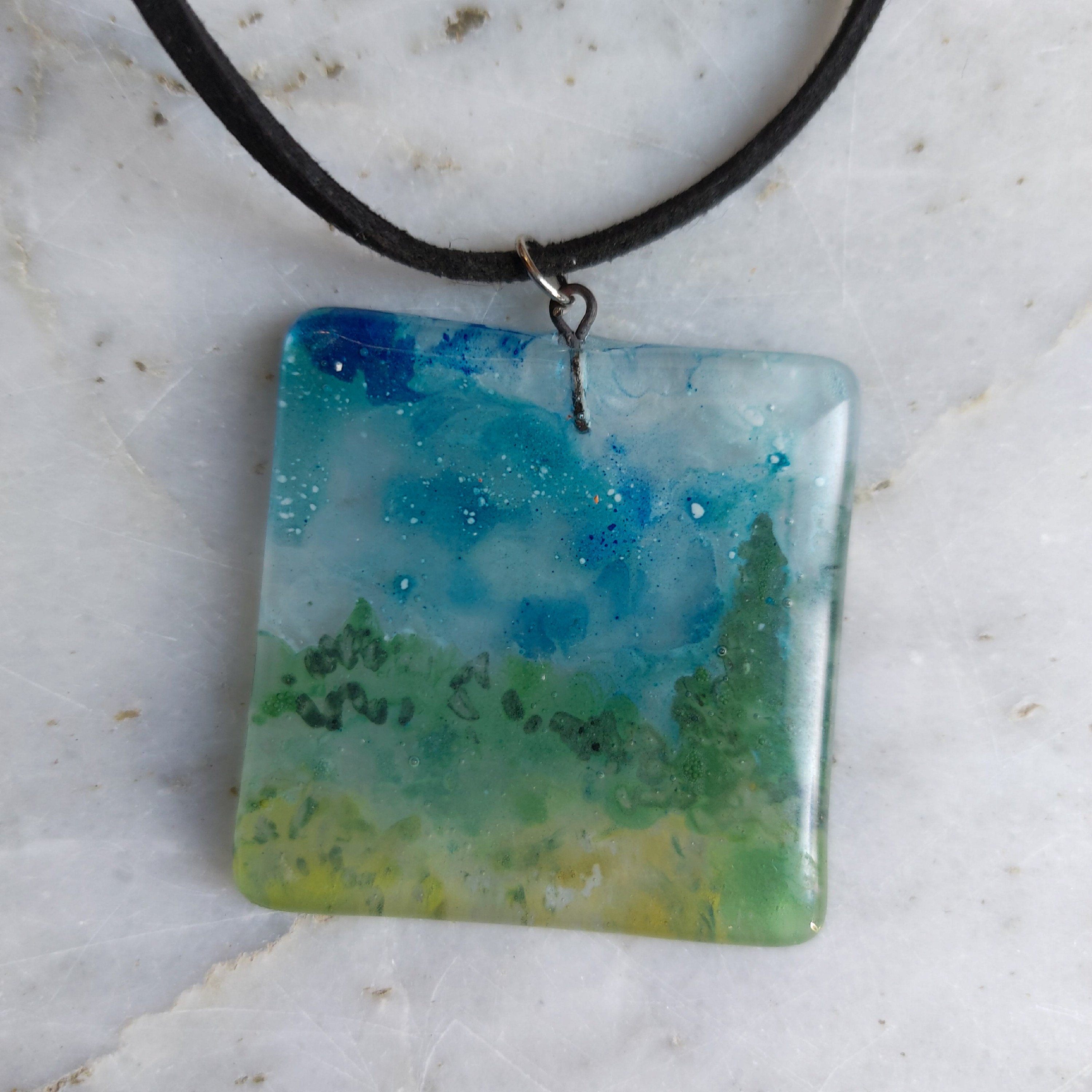 گردنبند شیشه ای نقاشی منظره