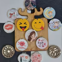 آینه فانتزی جیبی ارایشی چوبی و فلزی