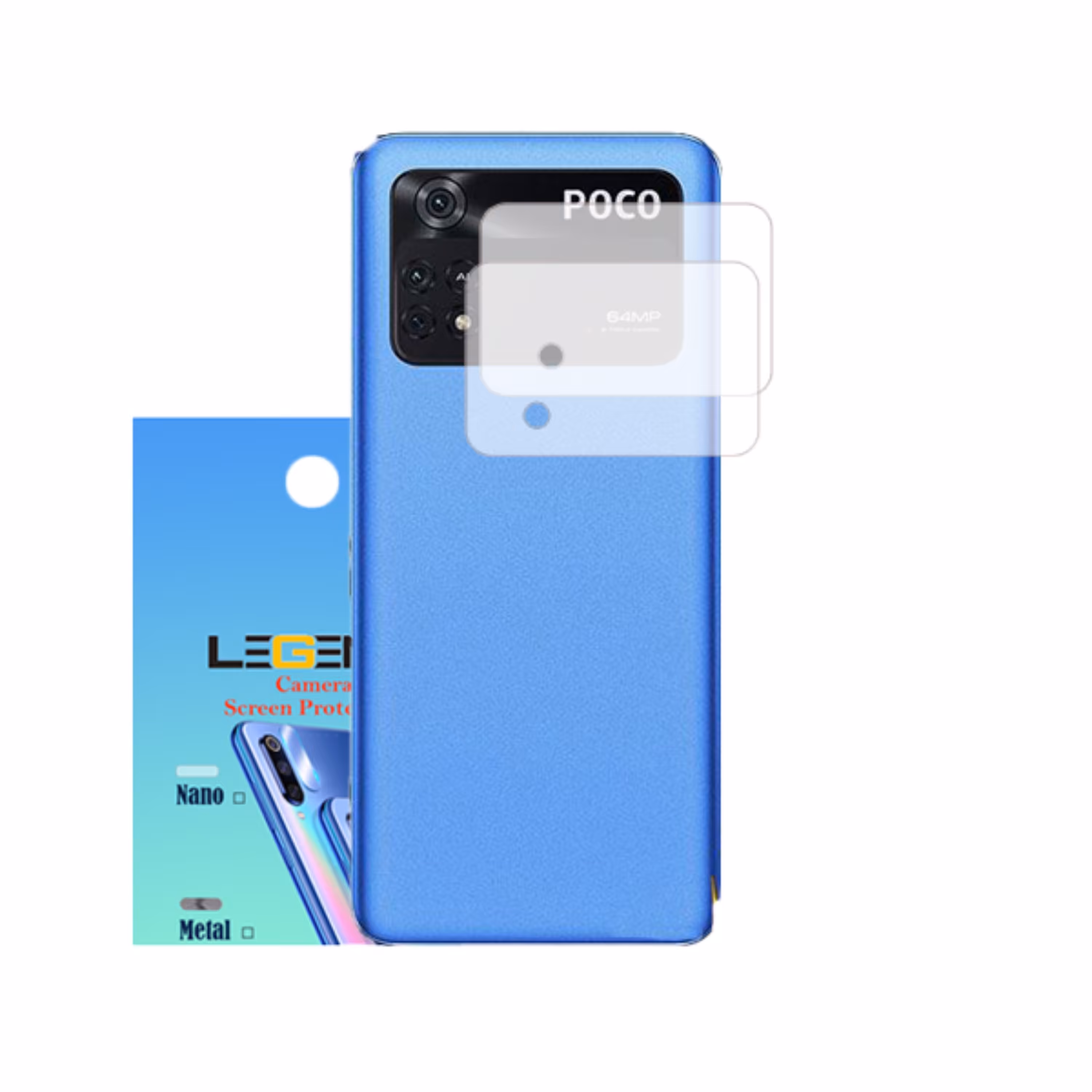 محافظ لنز دوربین لجند مدل نانو گلس مناسب موبایل شیائومی Poco M4 Pro بسته 2 عددی
