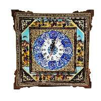 ساعت دیواری خاتم کاری مدل چوگان سایز 42 سانت