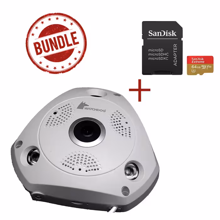 دوربین تحت شبکه واچ داگ مدل WD IP360EF2 به همراه کارت حافظه 64 گیگا بایت سن دیسک