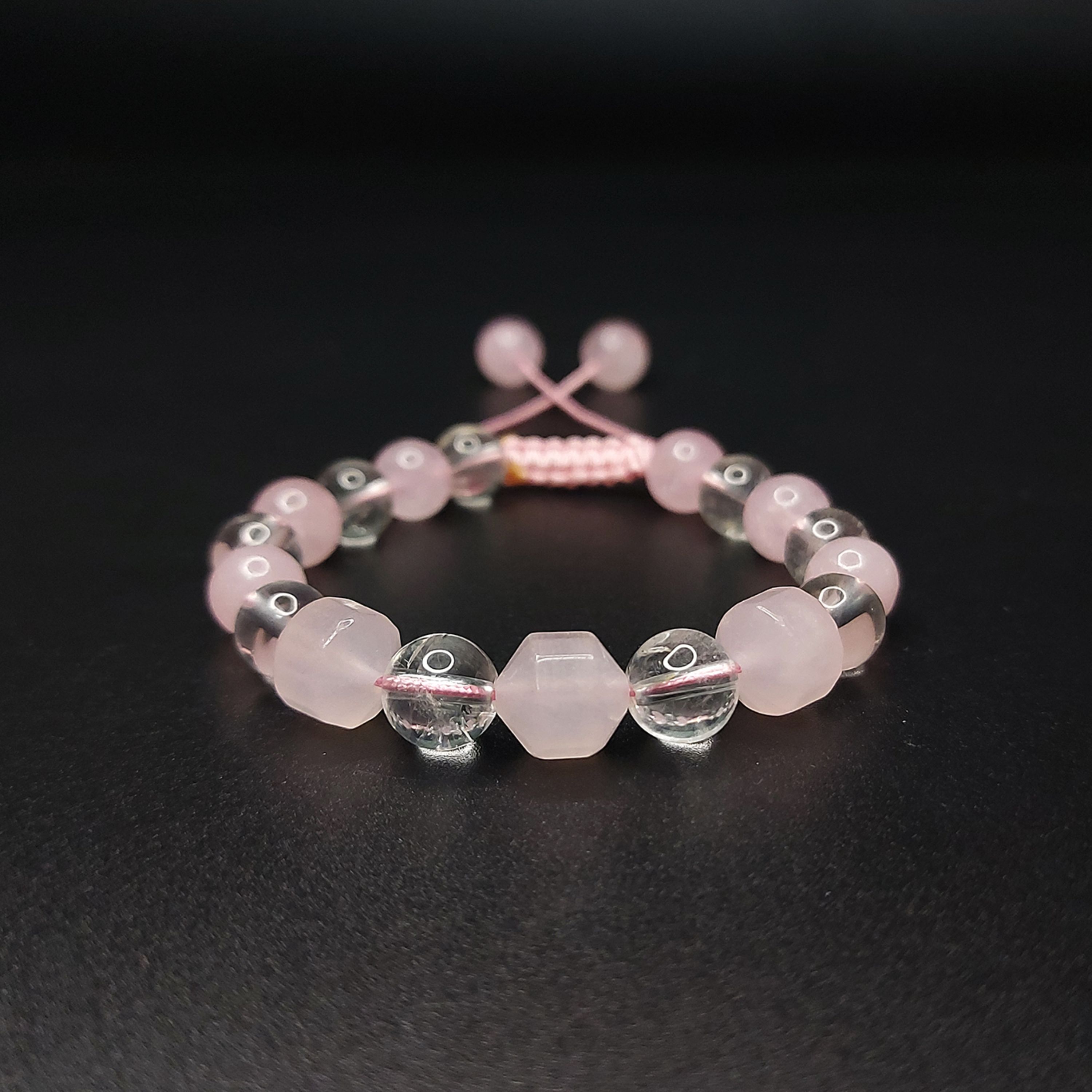 دستبند  کوارتزصورتی و کوارتز کریستال31 ( پس کرایه )