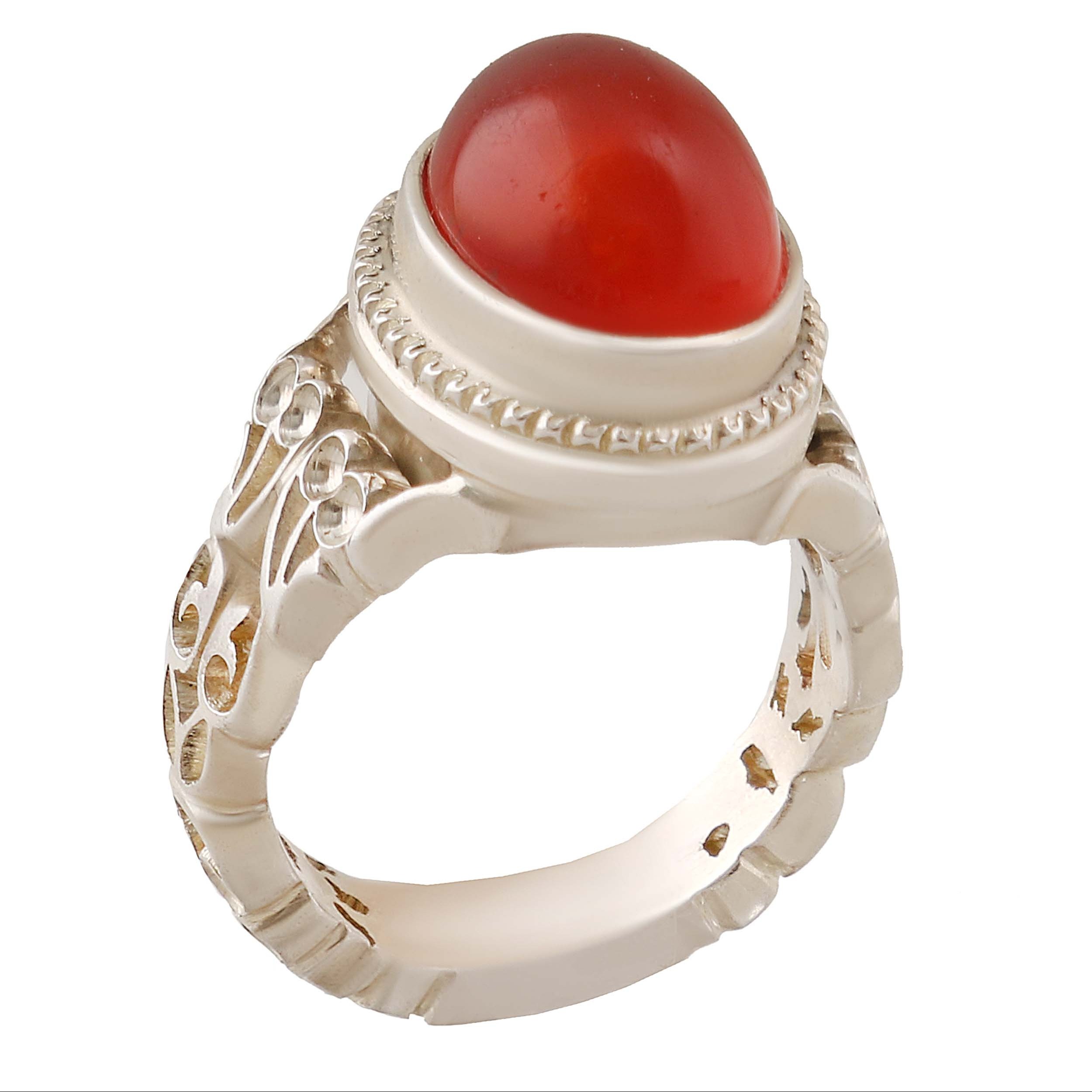 انگشتر نقره مردانه بازرگانی میلادی مدلسنگ عقیق سرخ کد AM2794