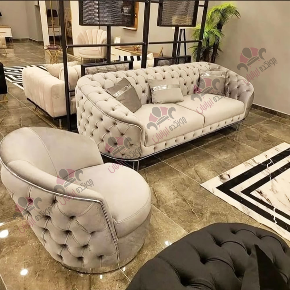 مبل 8 نفره چستر پایه استیل مدل پاگانی