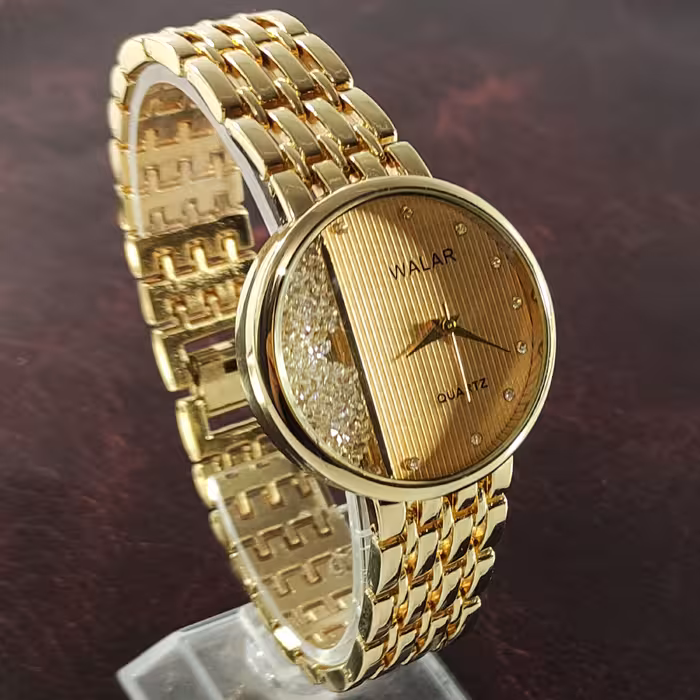 ساعت  والار زنانه گرد نصف الماس نگین دار